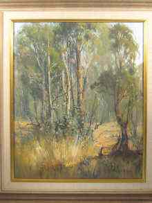 Appraisal: An oil on board of gum trees in the outback