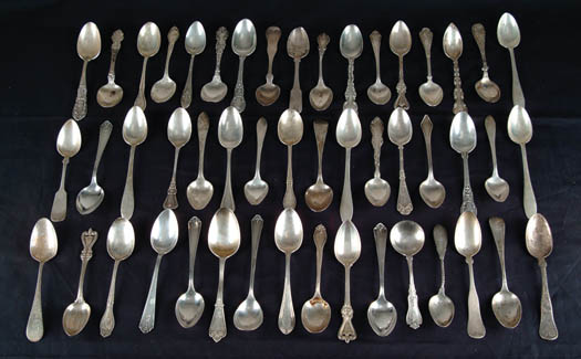 Appraisal: STERLING SILVER TEASPOONS Assorted patterns most with monogram WEIGHT tr