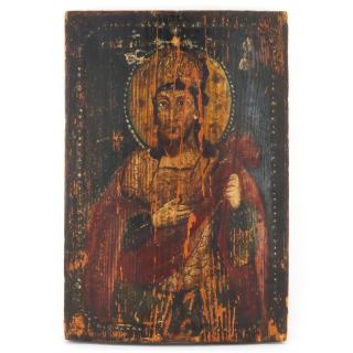 Appraisal: Antique Hand painted Russian Icon On Wood Panel Antique Hand