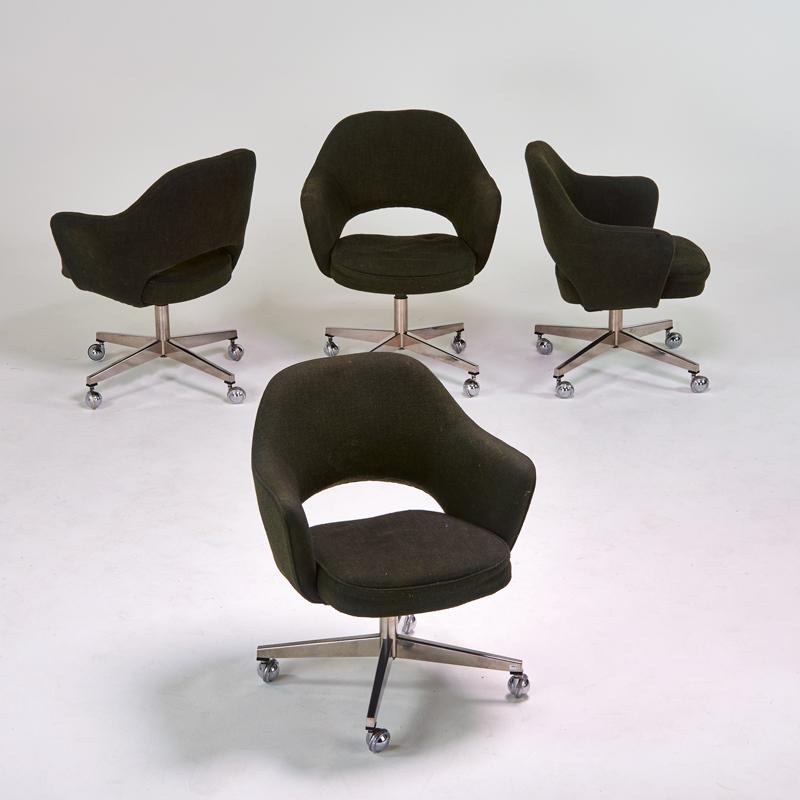 Appraisal: EERO SAARINEN KNOLL INTERNATIONAL Set of four executive armchairs New