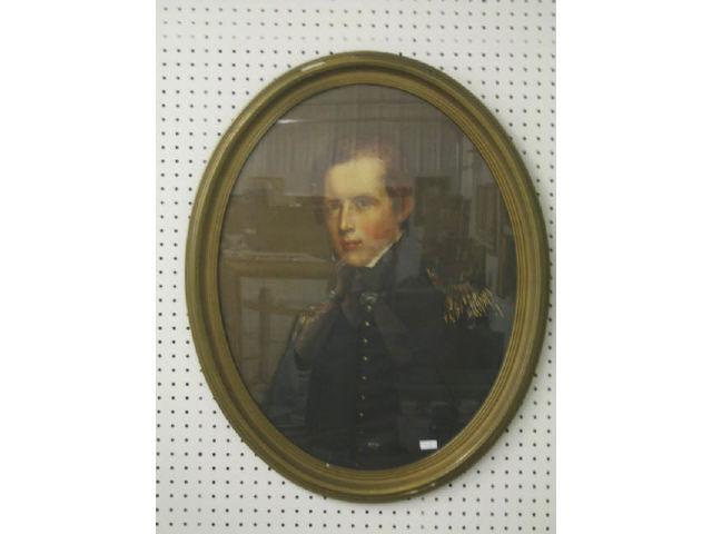 Appraisal: Antique Print of a Young Officer x