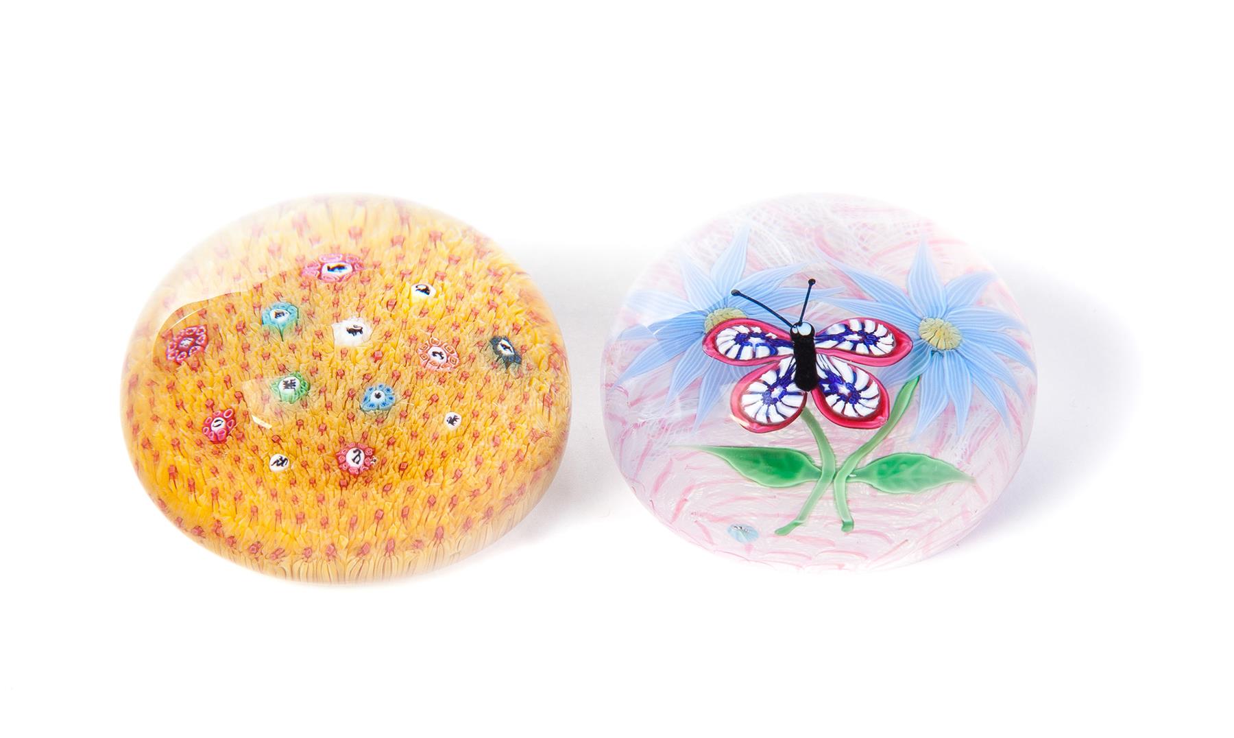 Appraisal: TWO BACCARAT PAPERWEIGHTS France late th century Butterfly and flowers