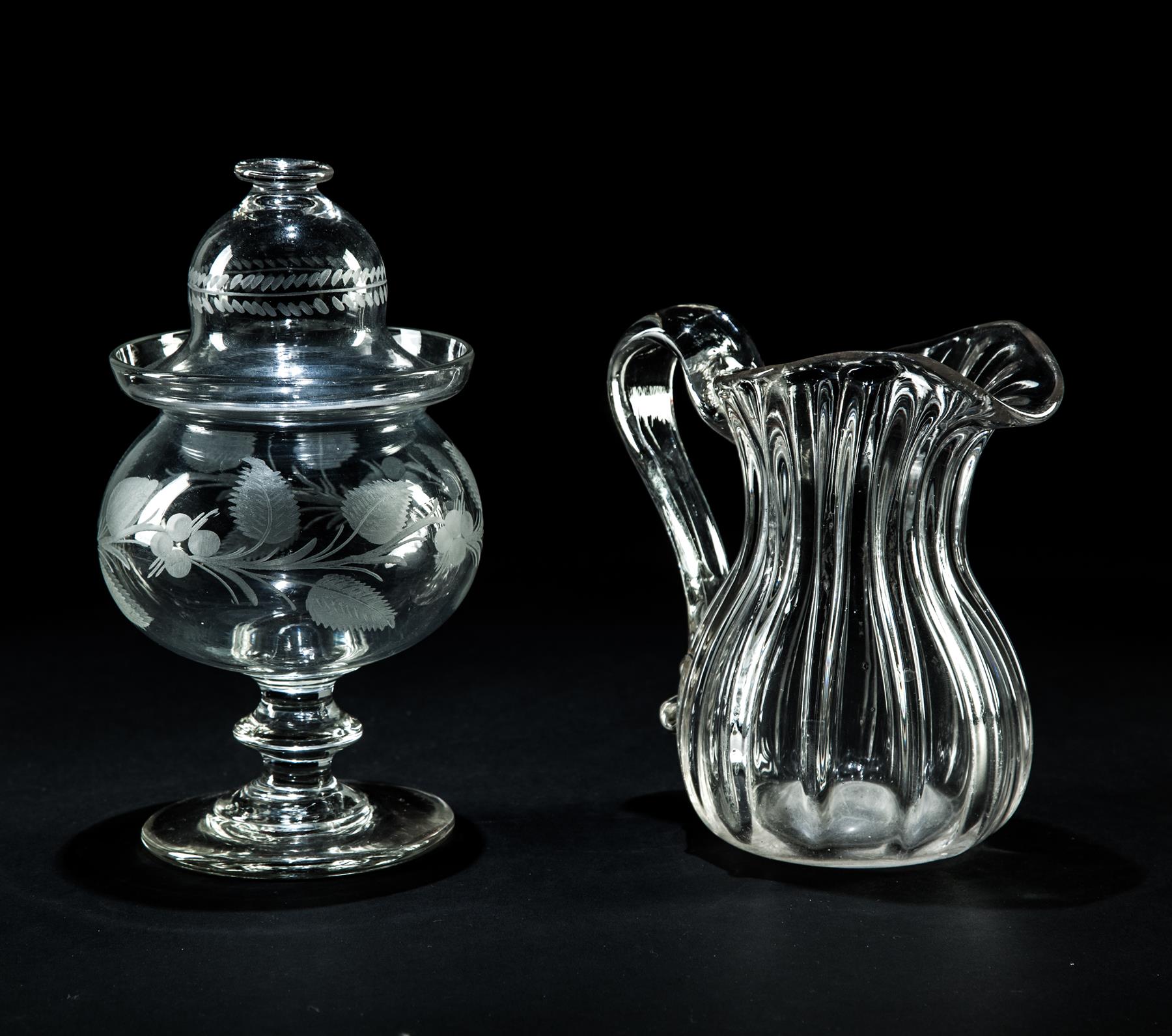 Appraisal: TWO PIECES OF CLEAR BLOWN PITTSBURGH FLINT GLASS Second quarter-