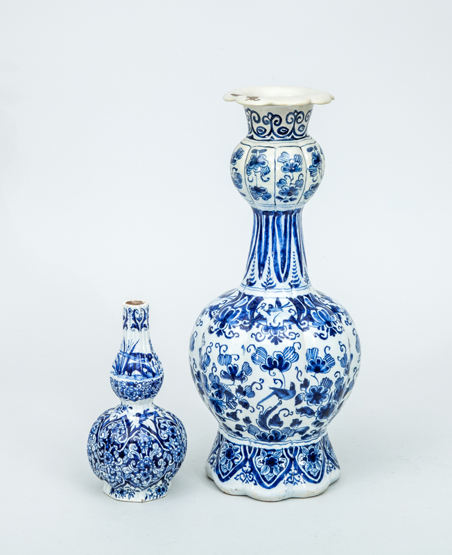 Appraisal: DUTCH DELFT BLUE AND WHITE LARGE REEDED VASE AND A