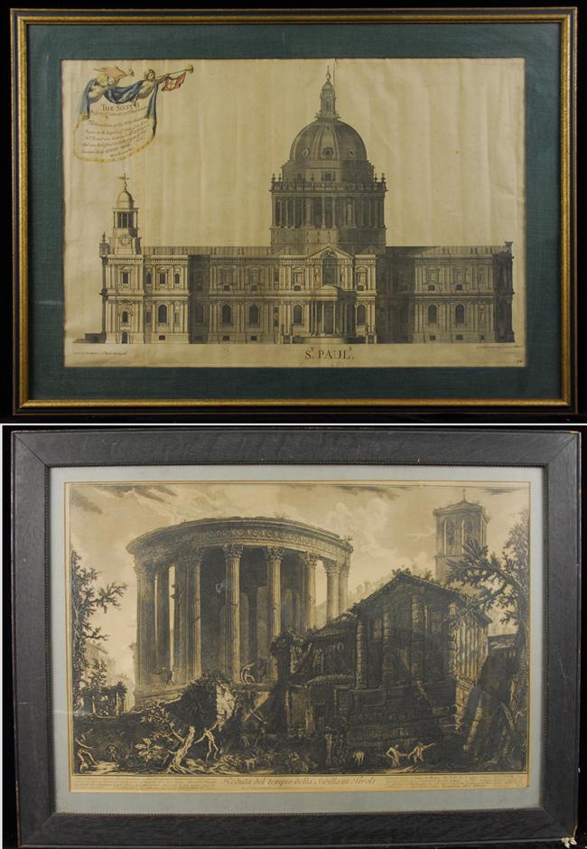 Appraisal: TWO EUROPEAN ARCHITECTURAL PRINTS th century including Giovanni Battista Piranesi