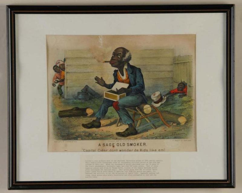 Appraisal: Currier Ives Hand-Colored Lithograph Description Titled A Sage Old Smoker