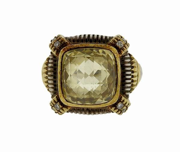 Appraisal: Judith Ripka K Gold Silver Canary Crystal Diamond Ring METAL