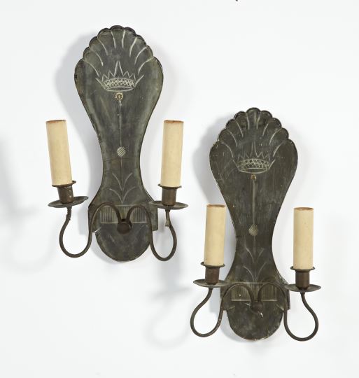 Appraisal: Pair of German Two-Light Sconces first quarter th century composed