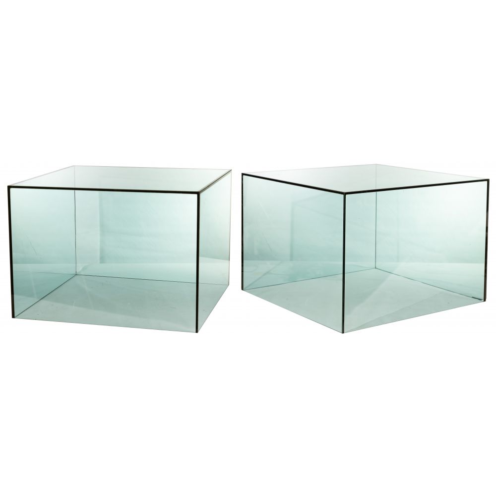 Appraisal: GLASS CUBE TABLES items each -sided having -inch thick plate