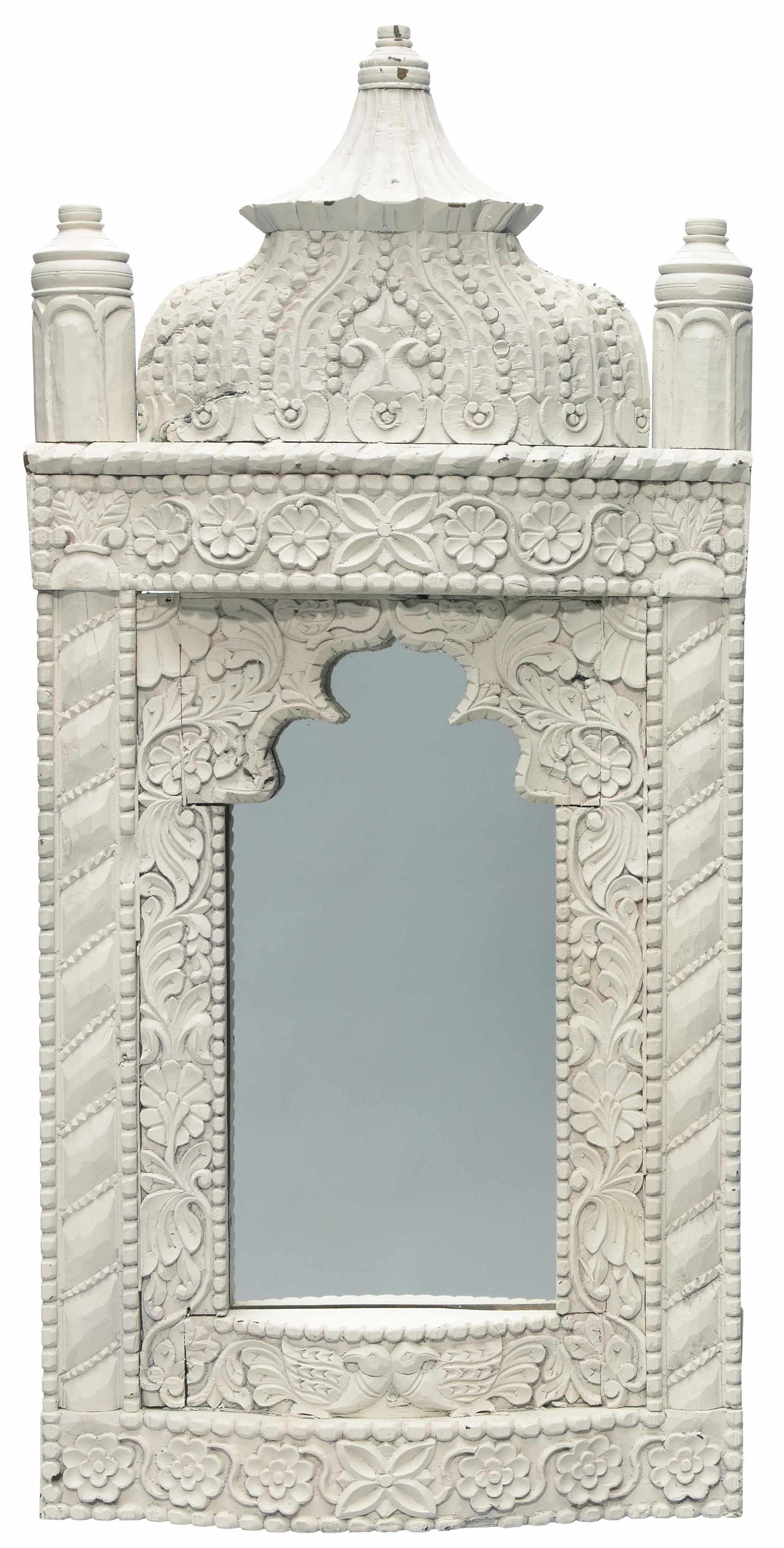 Appraisal: An Anglo Indian white painted carved wood wall mirror height