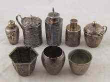 Appraisal: Eight various Chinese silver and plated condiment vessels