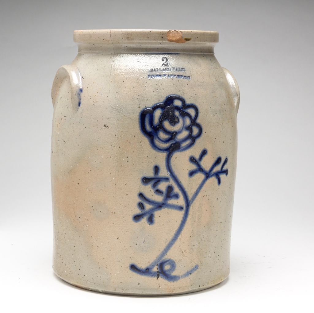 Appraisal: MASSACHUSETTS STONEWARE CROCK Second half th century Impressed Ballardvale Stoneware