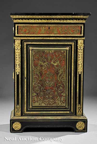 Appraisal: A Napoleon III Boullework and Ebonized Parlor Cabinet late th