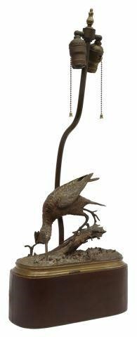 Appraisal: Bronze sculpture converted to a lamp Shore Bird signed in