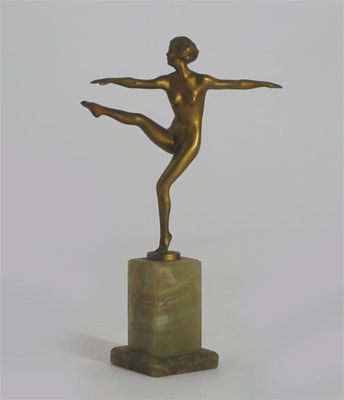 Appraisal: An Art Deco patinated bronze figure of a dancer cast