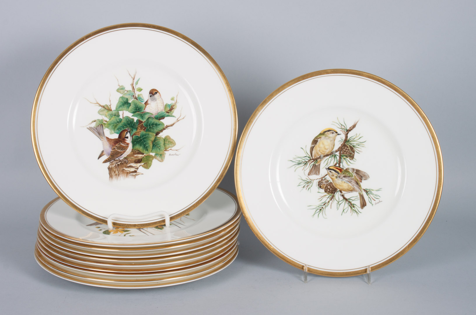 Appraisal: Boehm china bird plates th century each plate with central