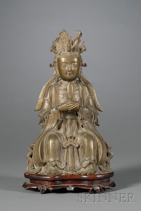 Appraisal: Bronze Divinity China Ming period - step-type figure of the