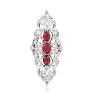 Appraisal: An Antique Diamond and Garnet Ring Of an elongated design