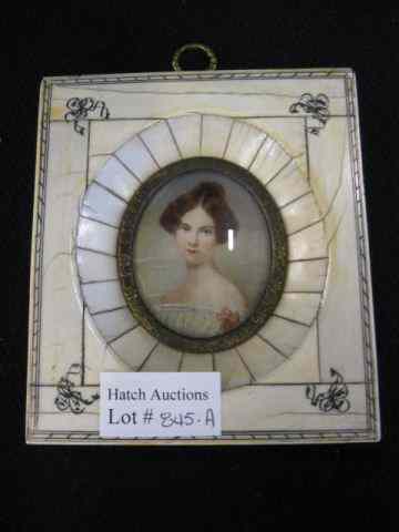 Appraisal: Miniature Portrait on Ivory of Young Woman '' x ''