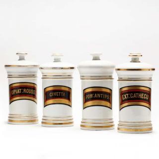 Appraisal: Four Similar French Apothecary Jars late th century one stamped