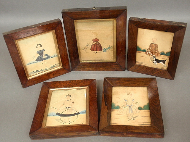 Appraisal: - Group of Five English watercolor paintings of children c