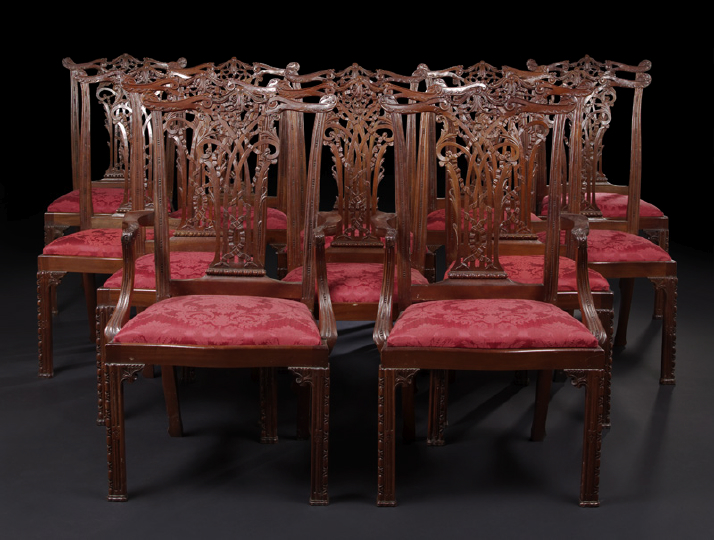 Appraisal: Suite of Twelve George III-Style Mahogany Dining Chairs in the