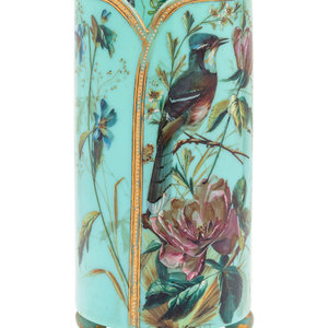 Appraisal: A French Painted Glass Vase Late th Century Height x