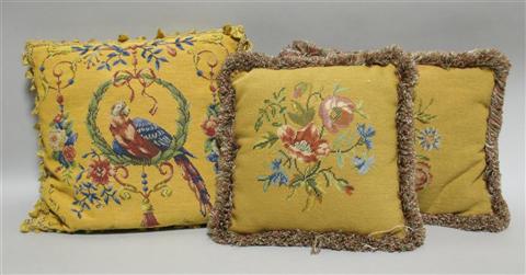 Appraisal: FRENCH PROVINCIAL AUBUSSON STYLE PILLOW Woven in golden tones with