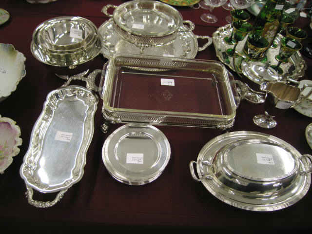 Appraisal: Pcs Silverplate Serving Items creamer sugar tray entree bread plates