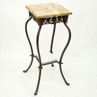 Appraisal: Victorian Style Wrought Iron Tier Onyx Top Plant Stand Ornate