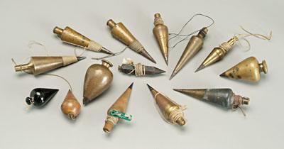 Appraisal: Fourteen plumb bobs brass one marked MR Rose three unmarked