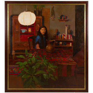 Appraisal: Douglas Ferrin American b Untitled 'Female Seated at a Table'