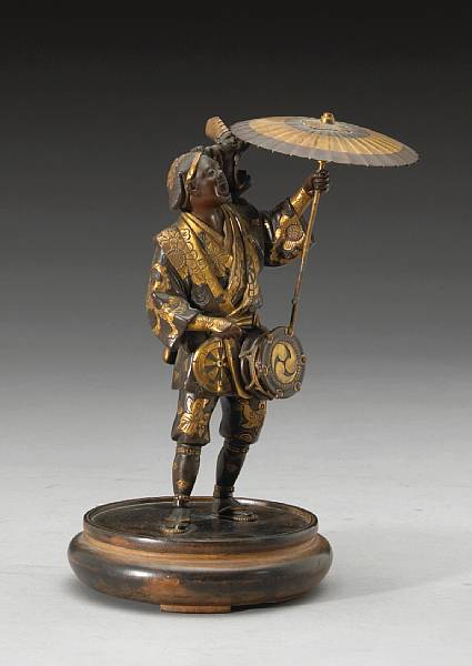 Appraisal: A gilt bronze figure of an itinerant monkey trainer Meiji