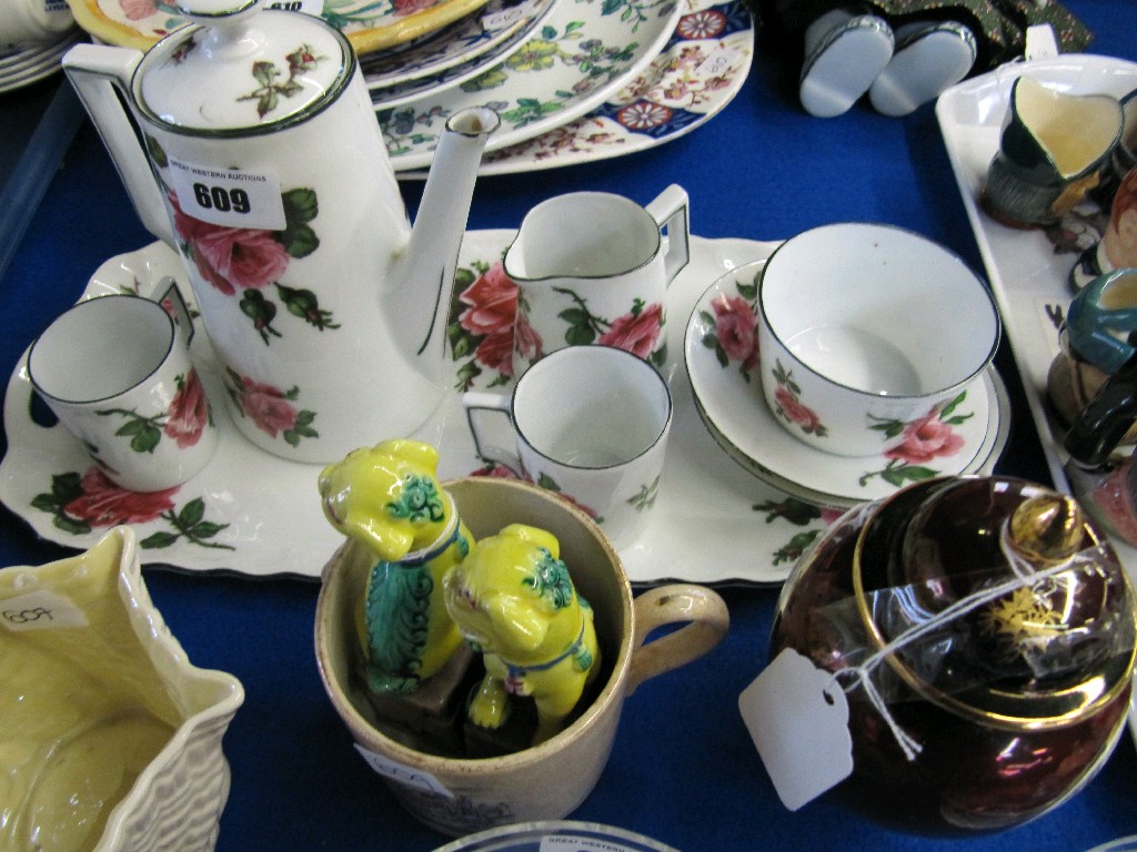 Appraisal: Continental rose decorated tea for two Carlton Ware ginger jar