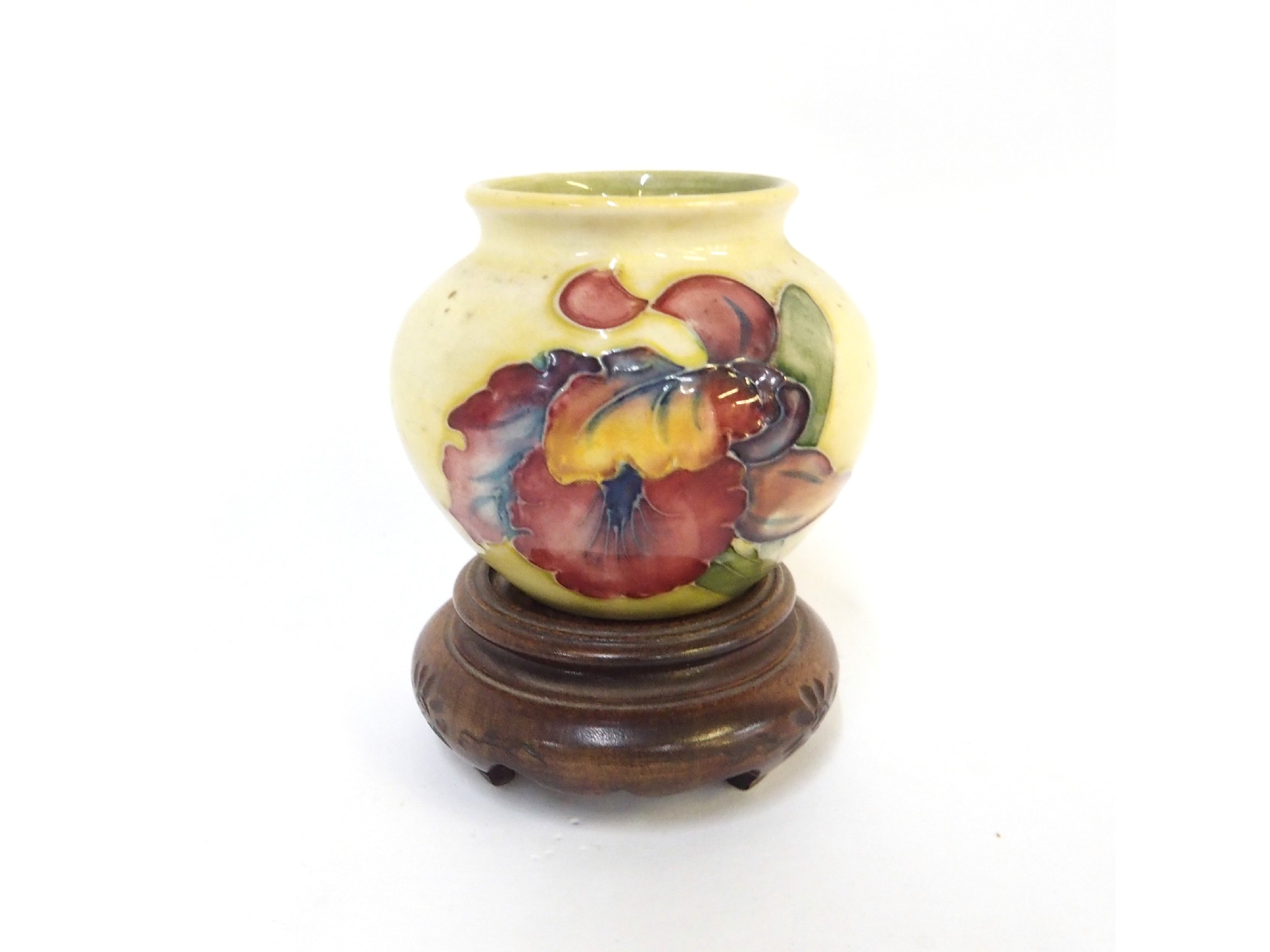 Appraisal: A Moorcroft frilled Orchid small vase on yellow ground