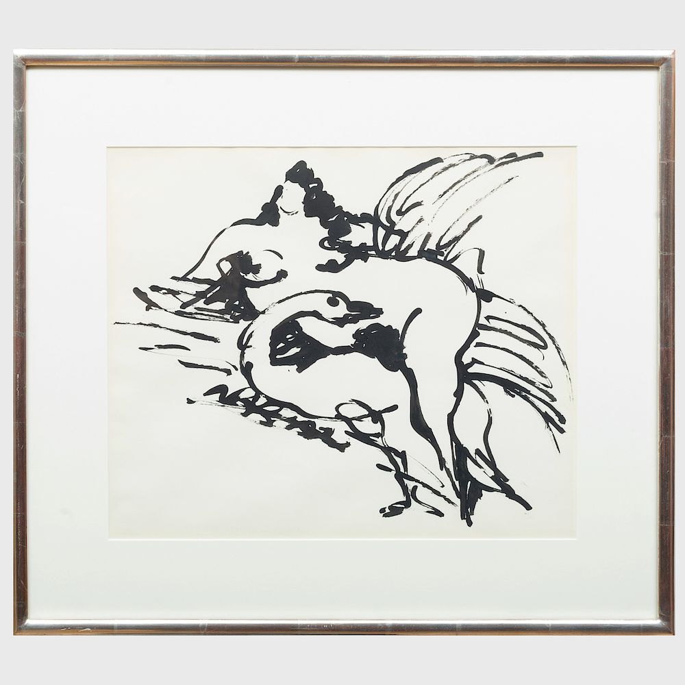 Appraisal: Reuben Nakian - Leda and the Swan Ink on paper