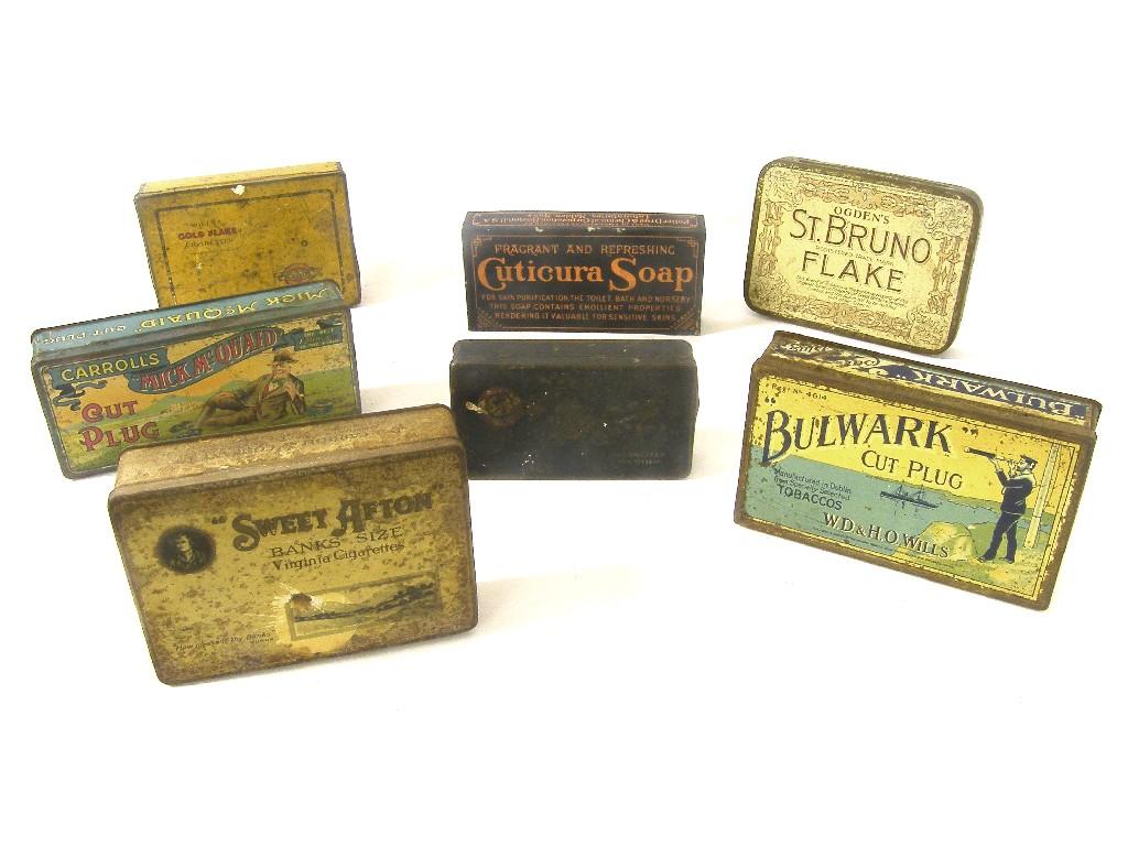 Appraisal: Eleven various early cigarette tins and two soap boxes