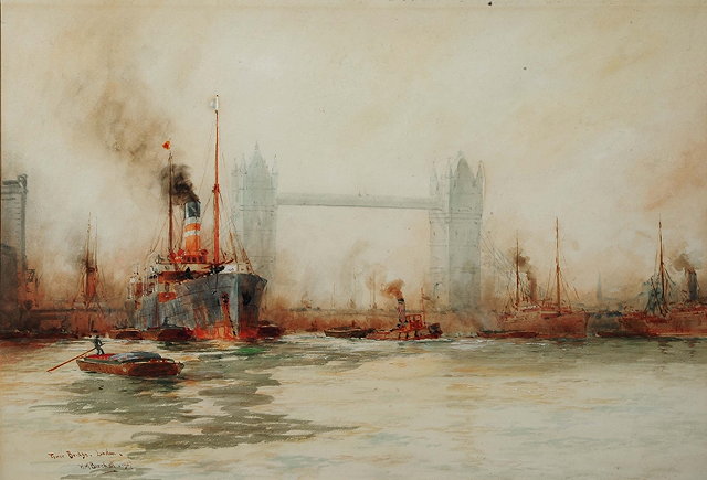 Appraisal: William Minshall Birchall British - Tower Bridge London signed titled