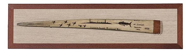 Appraisal: SCRIMSHAW SWORDFISH BILL FROM GLOUCESTER MASSACHUSETTS with silhouette of island