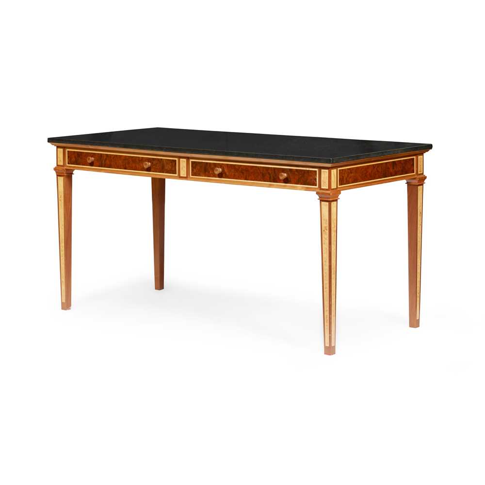 Appraisal: LINLEY LONDON SERVING TABLE CONTEMPORARY walnut burr myrtle maple burr