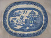 Appraisal: A Welsh th century willow pattern meat platter x cm