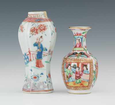 Appraisal: Two Chinese Export Miniature Porcelain Vases Containing a hexagonal baluster