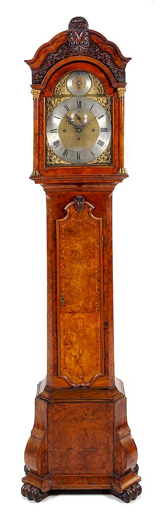 Appraisal: A Dutch Burl Walnut Tall Case Clock Height x width