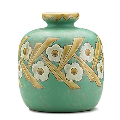 Appraisal: BOCH FRERES Keramis glazed stoneware vase with stylized blossoms Belgium