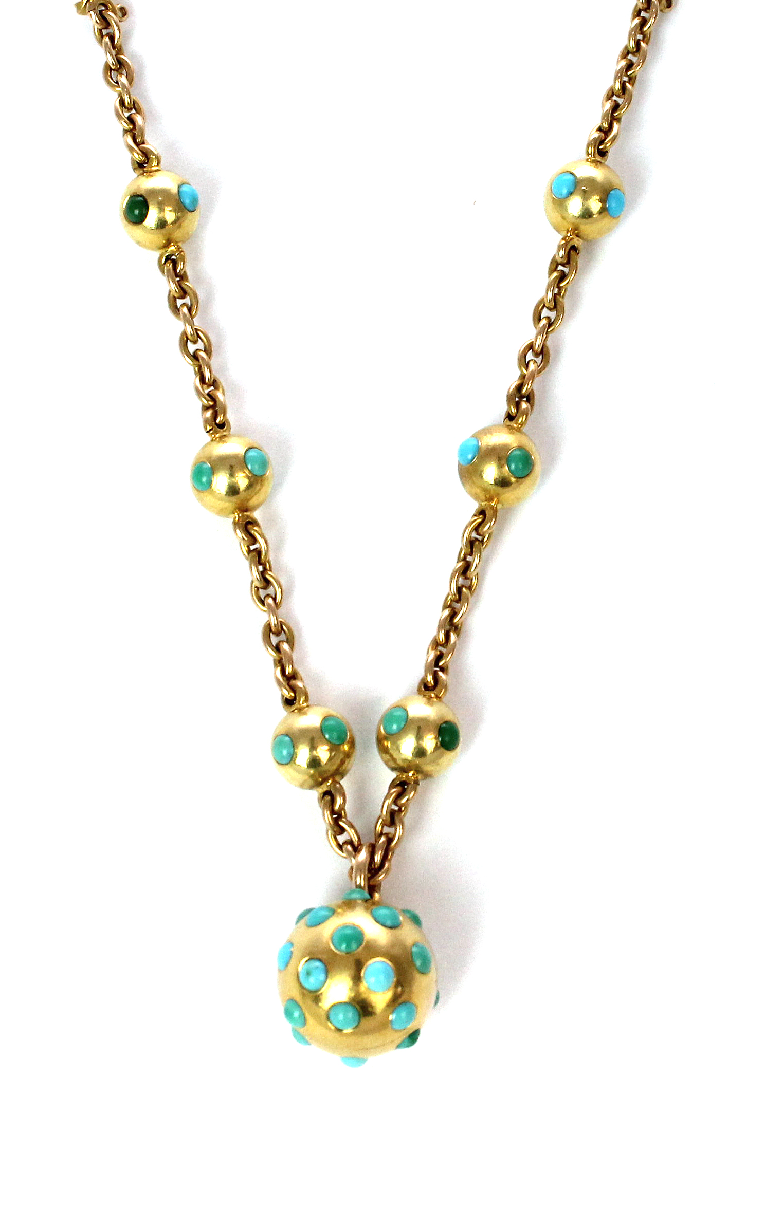 Appraisal: A late Victorian gold and turquoise set pendant necklace the