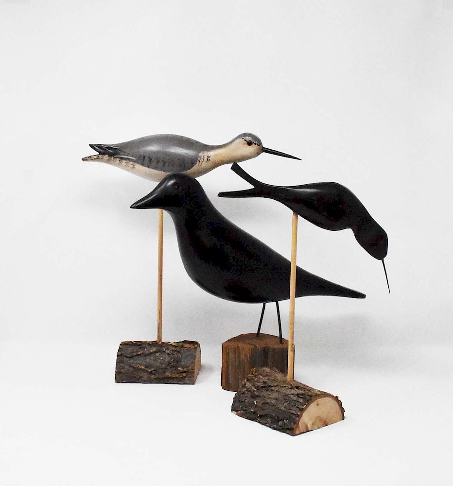 Appraisal: carved wooden birds carved wooden birds all on wood bases