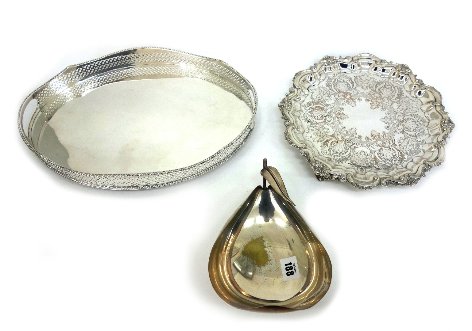 Appraisal: A French electroplate pear shape dish Christofle cm across a