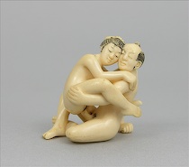 Appraisal: A Carved Ivory Loving Couple ca th century An ivory