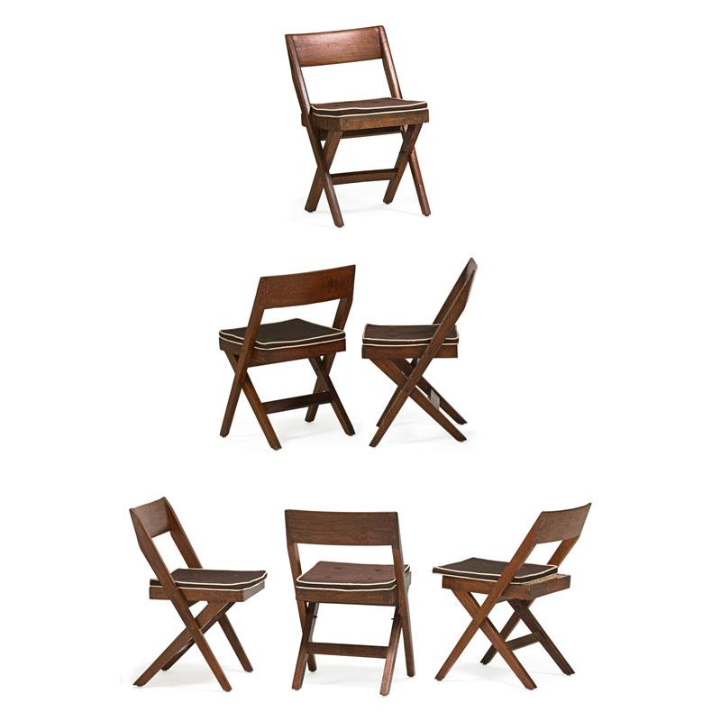 Appraisal: PIERRE JEANNERET Set of six side chairs Condition Report Refinished