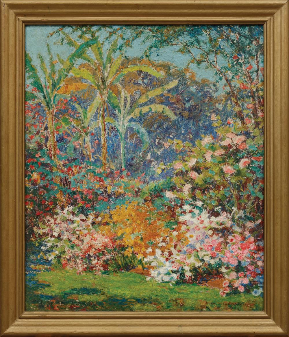 Appraisal: Anna Woodward American Pennsylvania - My Garden Hawaii oil on